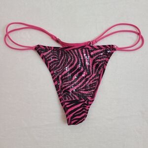 Y2K Vintage Sexy Sequin Sparkle Double Strap Thong Panty Size M